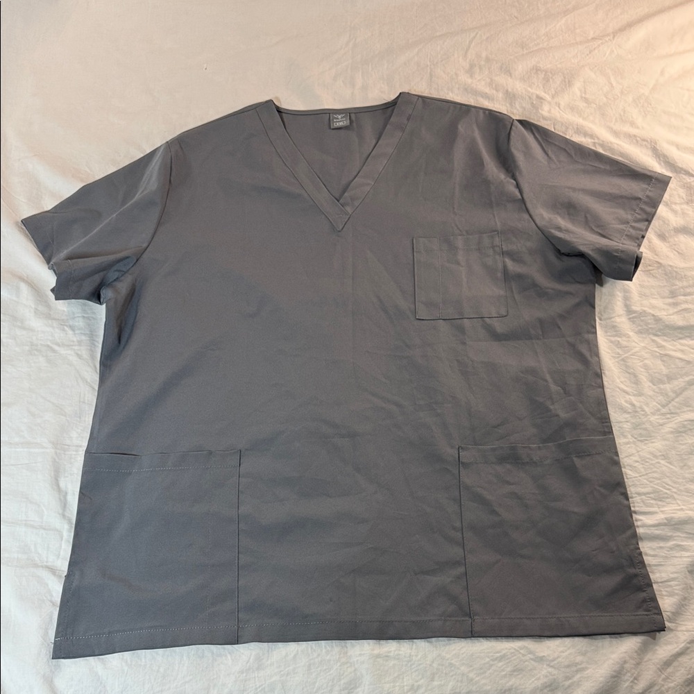 Men's Gray V-Neck Scrub Shirt Size XXL